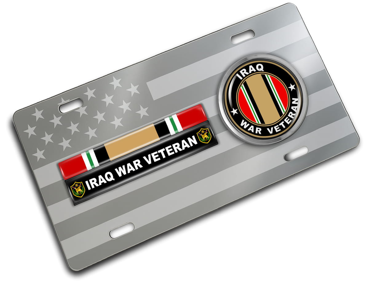 Iraq Veteran - Stainless Steel Car License Plate